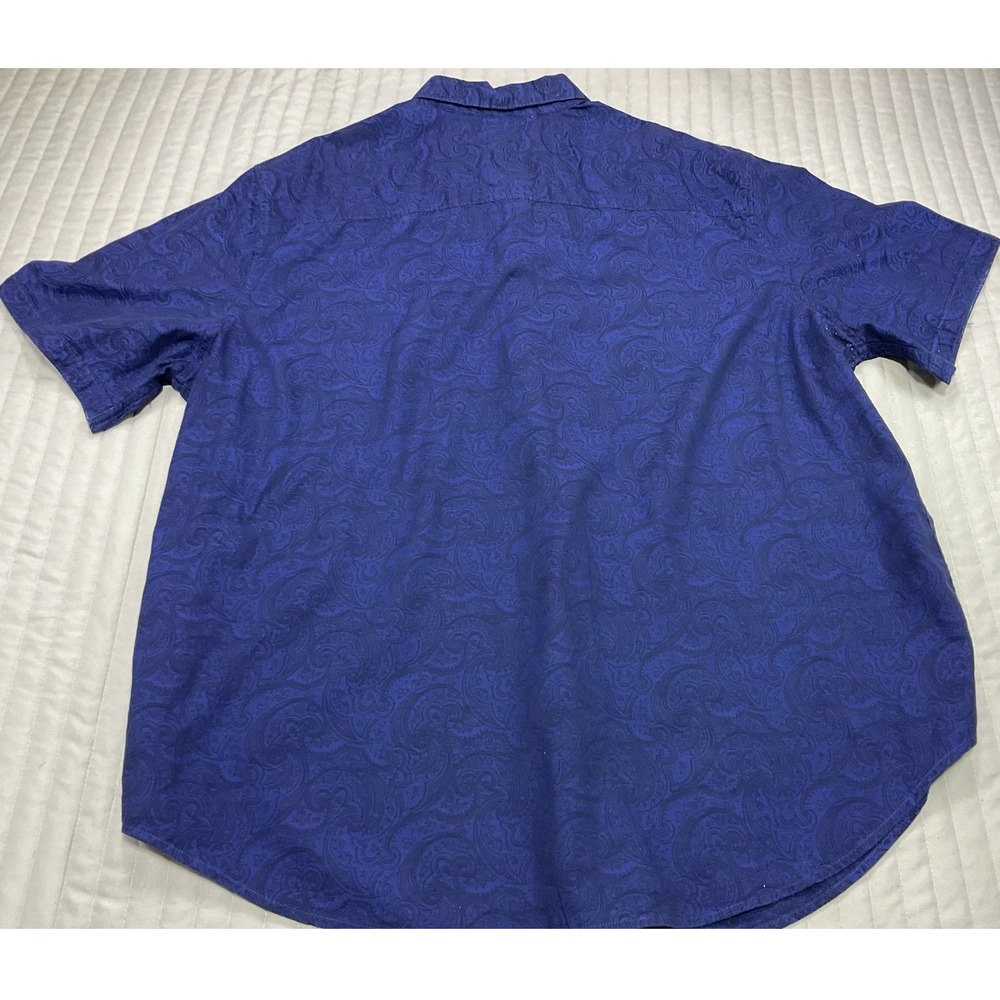Robert Graham Mens 2XL Royal Blue Tonal Paisley Jacquard Short Sleeve Shirt XXL - Picture 8 of 9